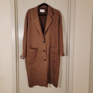 Oak & Fort Suede Trench Coat Size Small